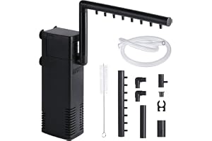 flintronic Internt akvariefilter, 600 L/H 8 W, tyst justerbart flöde för akvarier, 80 l fisk- och sköldpaddsbehållare, med rö