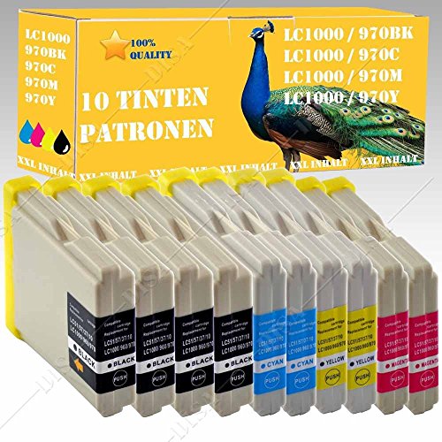10 x Tintenpatronen kompatibel zu LC 970/LC1000 Brother DCP Serie DCP-130C / DCP-135C / DCP-150C