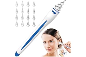 cutecool Eliminateur de cire d'oreille, sûr et doux kit de nettoyage d'oreille en silicone à spirale à 360 degrés avec 16 têtes de remplacement lavables, adapté aux enfants et aux personnes