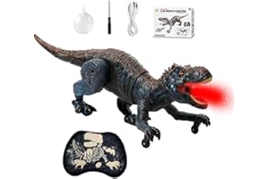 YANGUN Ferngesteuertes Dinosaurier Spielzeug, 2.4 GHz Ferngesteuerter Dinosaurier mit Spray, Licht, Brüllen, Realistische Gehbewegungen, Elektronik T-Rex Dino Spielzeug für Kinder(Blau)