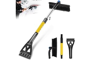 HXUING 3 in 1 Raschietto per Ghiaccio Spazzola da Neve, Spazzola da Neve per Auto Spazzola da Neve Retrattile Automatica Raschietto Ghiaccio Auto, per Finestre di Veicoli, Camion, SUV