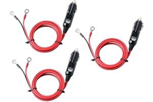 Carviya 12V 24V Heavy Duty 16AWG 15A 20A Male Plug Cigarette Lighter Adapter Power Supply Cord with 1 Meter 3.3 Feet Cable Wire For Car Inverter,Air Pump, Electric Cup (3 Pack)