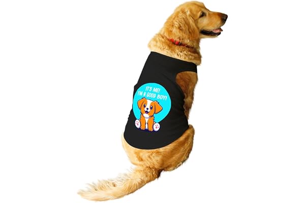 Ruse 'I m a Good Boy' Summer Dog T-Shirt Sleeveless Cotton Vest Tank Top for Large Breeds XL Black Dog Apparel for Retrievers, Labradors Funny Pet Tee Gift (1 Count)