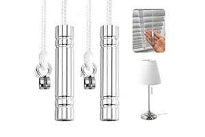 JiaaOne 2PCS Bathroom Light Pull Cord Handle, Metal Bathroom Pull Cord with 1.5m String, Pull Cord Light Switch Bathroom, Light Pull Handle Rust-Proof for Ceiling Fan & Blinds (Cylinder-Sliver)