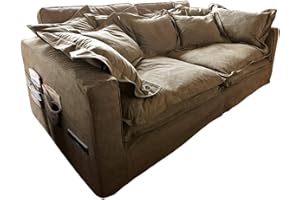 DELIFE Big-Sofa Noelia Braun 240x145 cm mit Kissen Hussensofa