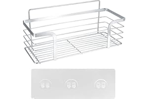 YIPHOMN Adhesivo Estantes Cesta para Ducha, Estanteria Organizador Acero Inoxidable Sin Taladro para Baño Colgar Esponjas