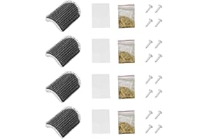 HEMORE Cat wall corner broomer, cat -self -groomer -wall -cover massage comb with cat fish screws care brushes for kitten 4PCs