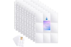 Samlarkortsfodral, 60 stycken genomskinliga samlarkortsfodral dubbelsidiga 1 080 fickor, 9 fickor sidoskydd, transparenta kort, fotokortärmar, hål ringpärmar för att samla alla typer (B)