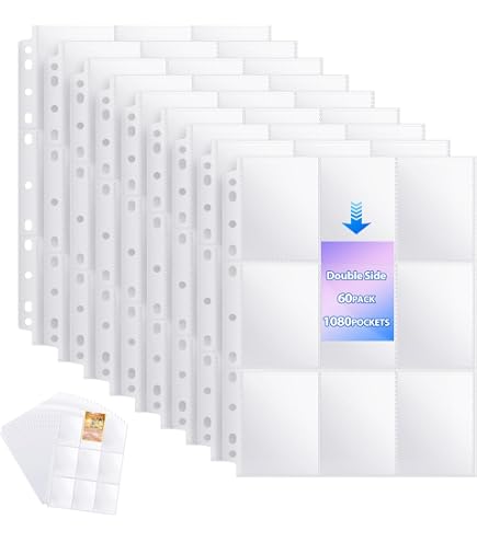 AOBOPLE – 900 Pochettes Transparentes Pour Cartes à Collectionner (50 Pages, Double Face, 69x92 Mm, Sans Acide)