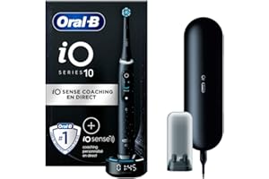 Oral-B iO Series 10 Brosse à Dents Électrique + Brossettes de Rechange (Pack de 1), Emballage recyclable, Connectée Bluetooth, 7 Modes de Brossage, 1 Étui De Voyage, 1 Pochette, Noir/Cosmic Black