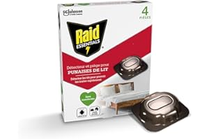 Raid Essentials Détecteur et pièges pour punaises de lit – Pour l'intérieur Sans insecticides – Détecte et piège les punaises de lit 4 pièges