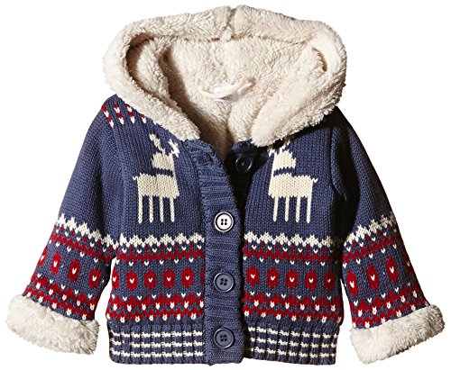 Dirkje Baby Boys Baby outside cardigan Hooded Long Sleeve Cardigan, Blue (darkblue/red), 3 Months