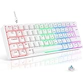 TECURS TKL Mechanical Gaming Keyboard PC Gaming Keyboard AZERTY Wired Gaming Keyboard, 60% Backlit, Anti-Ghosting, Blue Switc