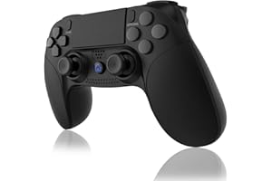 Laazii Manette sans fil pour PS4, Contrôleur de Manette de jeu Bluetooth Joystick pour PS4/Slim/Pro, Conception de Double Vibration/Capteur Gyroscopique 6 Axes/Pavé Tactile/Prise Audio noir