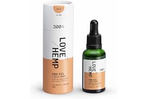 Love Hemp CBD Oil Drops 30ml, 300mg / Mild Strength, Valencia Orange Flavour Oral Liquid Drops, Premium Hemp with MCT Coconut Oil, Vegan & Gluten Free