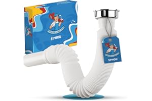 ABFLUSSHELD Tuyau de vidange flexible - 1 1/4" x 32 mm - Siphon flexible avec tuyau d'évacuation extensible 32-89 cm - Siphon flexible pour lavabo