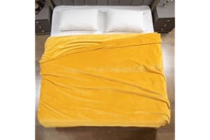 GonZalo GraCia. Fleece Blanket Throws for Sofas 400 GSM Yellow Blankets Sofa Bed Throw Breathable, Fluffy & Warm (Mustard Yellow, King 200x240 cm)