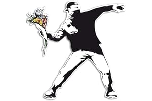 RITTER MEDIENDESIGN Banksy Flower Thrower Autocollant culte - Art mural graffiti - Style tendance - Résistant aux intempéries et aux UV