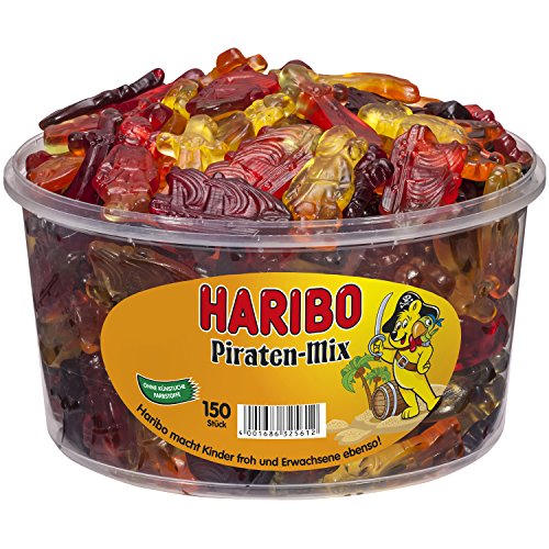 Haribo Piraten-Mix, Orsetti, Pirati, Caramelle Gommose alla Frutta, Barattolo, 1200g