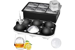 Rottay Eiswürfelform Silikon, XXL 45mm Eiskugelform 48mm 6-Fach 2-Set Eiswürfelformen Ice Cube Tray, BPA Frei Eiswürfel Form für Whisky Cocktails Saft Schokolade Süßigkeiten