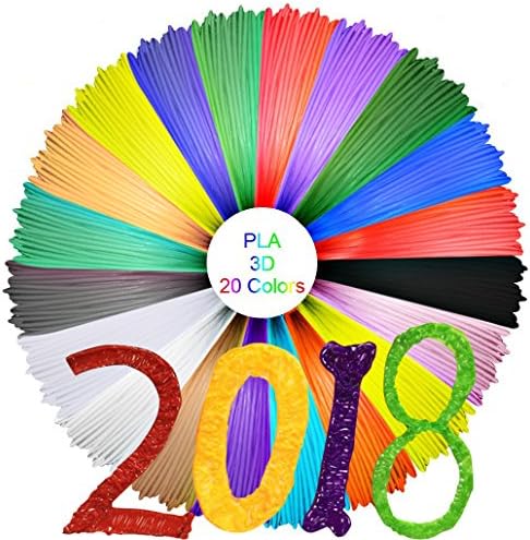 3D Printer Filament Refills,1.75mm PLA,for 3D Printing Pens &amp; 3D Printers,Pack of 20 Different Colors including 4 Glow-in-The-Dark colors
