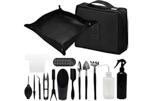 JNUYISW Kit D'outils de Jardin, 17 Pièces Mini Outils de Jardinage avec Pliable Tapis de Rempotage Outils Succulentes Kit D'outils pour Bonsai avec Sac de Rangement à Main pour Intérieur Extérieur