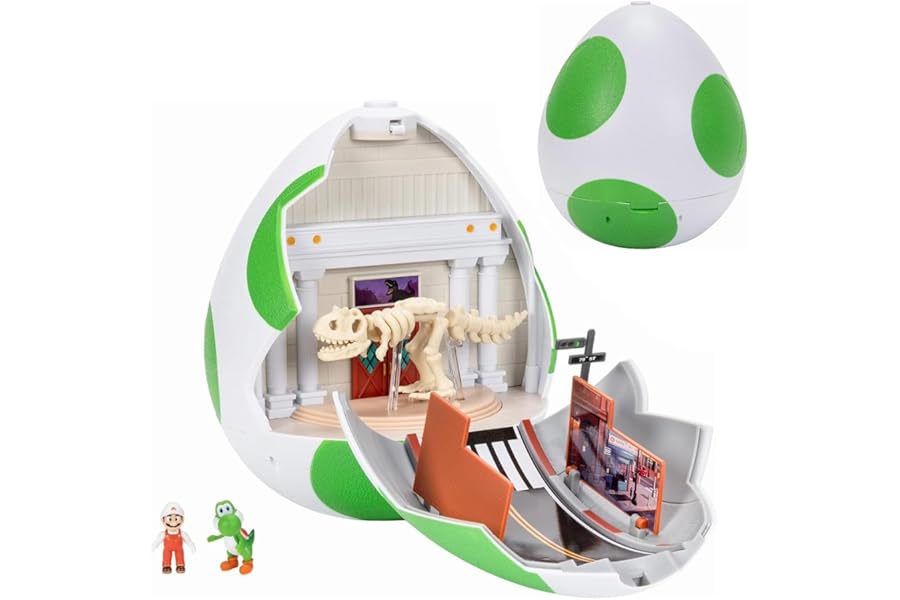 The Super Mario Galaxy Movie Yoshi Egg Playset with 1.5" Mini Figures, Officially Licensed by Jakks Pacific, Includes 4cm & Exclusive Fire Mario Figures, Interactive Playset, For Ages 3+