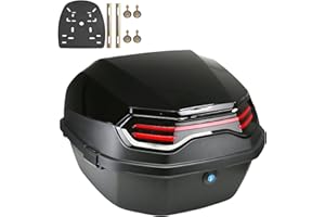 NUACOS Motorrad Kofferraum Universal Top Box wasserdichte Motorrad Heckbox mit RüCken für Roller Moped,B,11 * 15 * 15inch
