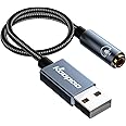 KOOPAO USB A to 3.5mm Jack Audio Adapter, External USB Sound Card Microphone Headphone Adapter Usb to Audio Jack Adapter Headset TRRS Adapter for PC,PS5,Switch,Laptop,PC,MAC,Android-35cm