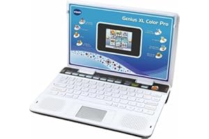 VTech - Genius XL Color Pro Bilingue Gris Argent, Ordinateur Enfant avec Écran Couleur, Souris, 90 Activités Éducatives et Évolutives, Cadeau Enfant de 6 Ans à 11 Ans - Contenu en Français et Anglais