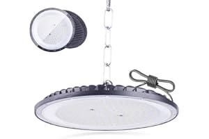 Fosingut 100W UFO High Bay Lumière D'entrepôt, 110lm/w 144 LEDs Projecteur Extérieur Industrial, 6500K IP65 Étanche Plafonnier UFO Spot Lustre Intérieur, Lampe Atelier Pour Garage, Usine, Hall