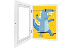 Lenugeo Bilderrahmen Für Kinderzeichnungen, DIN A4 Kunst Kinder Rahmen, Klappbarer Befüllbarer Kunstfotorahmen Frontöffnung | Weiß*1