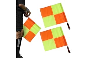 GENÉRICO Banderines De Árbitro De Fútbol | Juego De 2 Banderas De Árbitro Para Partidos | Con Mango Ergonómico, Alta Visibilidad Y Accesorios Para Esquina En Competiciones Escolares Y Juegos En Interior