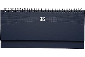 LEIVESTE - Planner Settimanale Scrivania 2026, Agenda Calendario da Tavolo Gennaio-Dicembre, Copertina Rigida, Rilegatura a Spirale, Formato 30x15 cm, Organizzatore Ufficio e Casa（Blu）