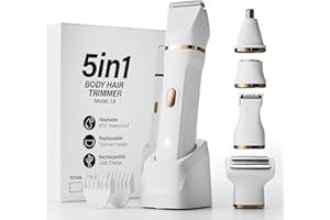 MIFXIN 5 in 1 Rasoi da donna da donna, trimmer bikini da donna bagnato e asciutto, rasoio elettrico indolore, IPX7, impermeabile, rasoio per corpo, gambe, parti private, ricaricabile