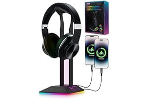 KALAHOL Support de Casque RGB, Accessoires de Jeu, Support de Casque avec 2 Ports USB et 1 Port de Type C, Casque Stand LED Cool pour PC Gamer, Accessoires de Casque pour Tous Les écouteurs