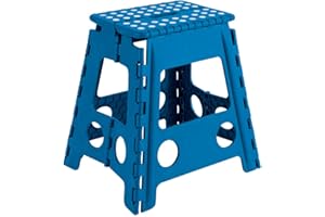 ANGOPE Taburete plegable Arregui - color azul y blanco - 29 x 22 x 39 cm