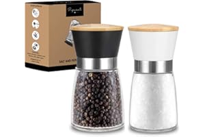 PIQUANT Salt and Pepper Mills Grinder set of 2 Refillable Ceramic Grinder Adjustable levels Kitchen Gifts…