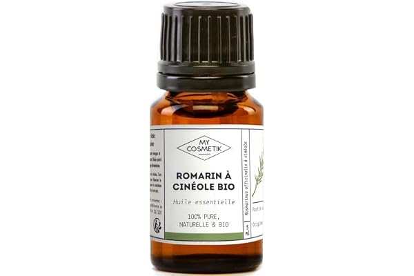 MyCosmetik - Huile Essentielle de Romarin à cinéole BIO AB - Issue de l'agriculture Biologique - Chémotypées HEBBD/HECT - 100% pure et naturelle - Certifié ECOCERT - Fabriqué en France - 5 ml