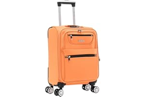 SKYLARK LUGGAGE Cabin Carry Suitcase 20" Lightweight 4 Wheels Spinner 3-Digit Combination Lock Soft Shell Luggage Hand Luggage Flight Bag for EasyJet Ryanair Birtish Airways and All Other Airlines 55x35x24