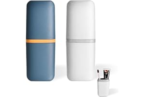 LONGRAY 2 PCS Toothbrush Case, Toothbrush Travel Case, Travel Toothbrush Holder, Portable Pp Seal Cover Toothpaste Storage Container Cup for Home School Camping Business Trip Bathroom