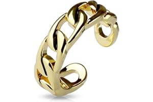 Bungsa Zehring Kettenglieder Gold Silber Brass für Damen (Zehring Fussschmuck Fussring Toe-Ring Nail Ring Nagelring biegbar verstellbar)