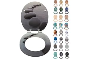 SINOBATH Abattant WC Couvercle WC en bois MDF motif imprimé sur 3 faces avec Frein de Chute pour Couvette en O Siège de Toilette