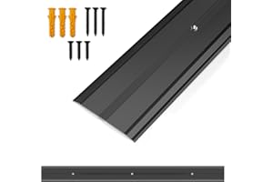 Orechic 36"L x 2.4"W Aluminum Floor Transition Strip Metal Door Threshold, 0.1"H Flat Profile for Carpet Vinyl Wood Tile Concrete Flooring Gaps, Modern Doorway Protector Decoration(Black,1pcs)