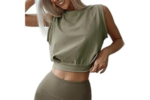 Hanaoops Donna Sportive Canotta Tank Top Scollo Tondo Crop Top Estive Magliette Sportivi Senza Maniche T-Shirt Elegante Blusa Camicetta Canottiera Running Yoga Atletico Palestra Pilate Camicie
