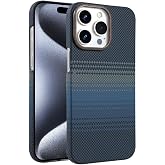 UnDePlus iPhone 15 Pro Max ile uyumlu Kılıf Kevlar Desenli Karbon M-Safe Magnetik Şarj VEGA-Msafe