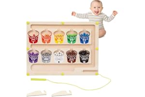 NAVESO Montessori Juguetes para Niños de Más de 1 Años, Laberinto magnético de Madera, Juego Magnético Contando Colores, Juguete Educativo para Niños Regalo Niña Niño