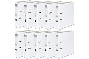 OFFICE CENTRE 10 x White A4 75mm Strong Premium Business Lever Arch Files Folders Metal Binder Bar Ring Document