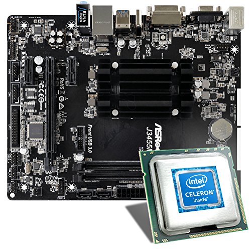 Intel Celeron J3455 / ASRock J3455M Mainboard Bundle | CSL PC Aufrüstkit | Intel Quad-Core J3455 4x 1500 MHz, Intel HD Graphics, GigLAN, 5.1 Sound, USB 3.1 | Aufrüstset | PC Tuning Kit