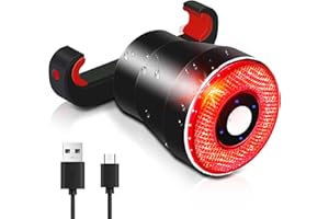 EBUYFIRE Luz Trasera de Bicicleta Inteligente Recargable USB, Super Brillante Rojo Luz LED Bici, Impermeable, Faro Trasero Bici para Máxima Seguridad de Ciclismo